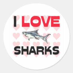 I Love Sharks Classic Round Sticker