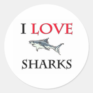 I Love Sharks Classic Round Sticker