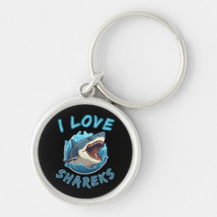 I Love Sharks Fisher Keychain