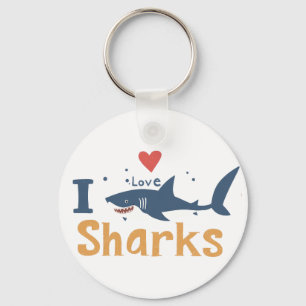 I Love Sharks Keychain