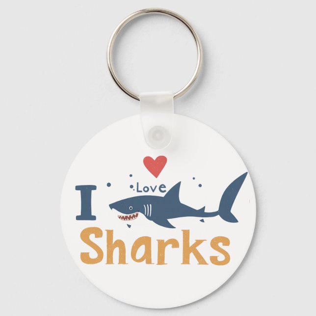 I Love Sharks  Keychain (Front)