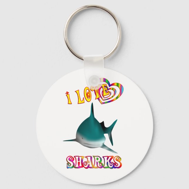 I LOVE SHARKS KEYCHAIN (Front)