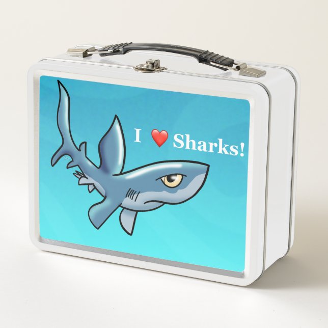 I Love Sharks Metal Lunch Box (Front)