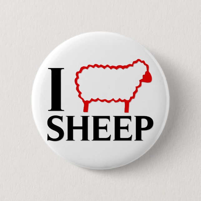 I Love Sheep 2 Inch Round Button (Front)