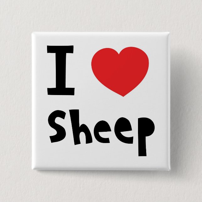 I love sheep 2 inch square button (Front)