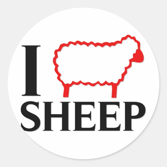 I Love Sheep Classic Round Sticker (Front)