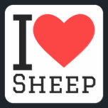 I love sheep  square sticker<br><div class="desc">I love sheep ,  for animal kingdom lovers</div>