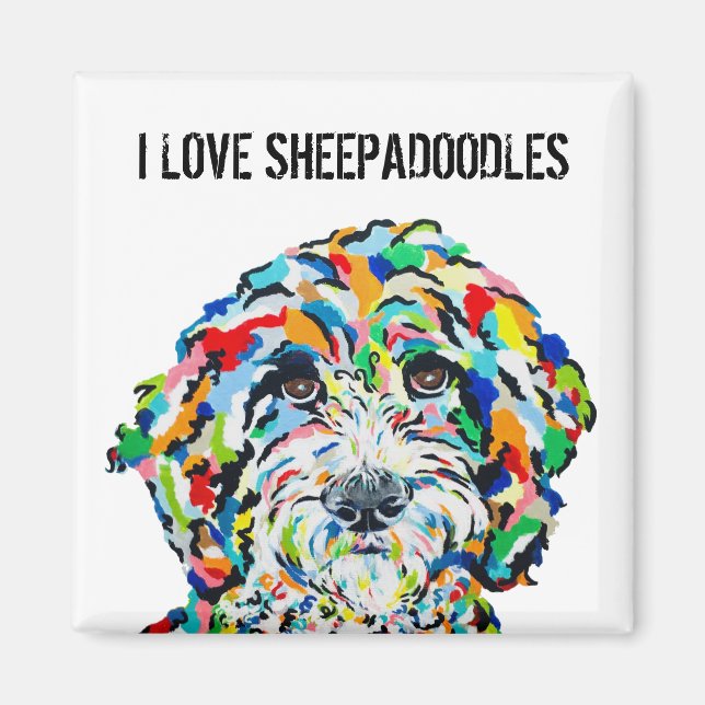 I Love Sheepadoodles Magnet (Front)