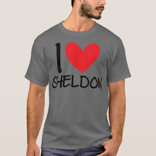 I Love Sheldon Name Heart Personalized Men Guy BFF T-Shirt