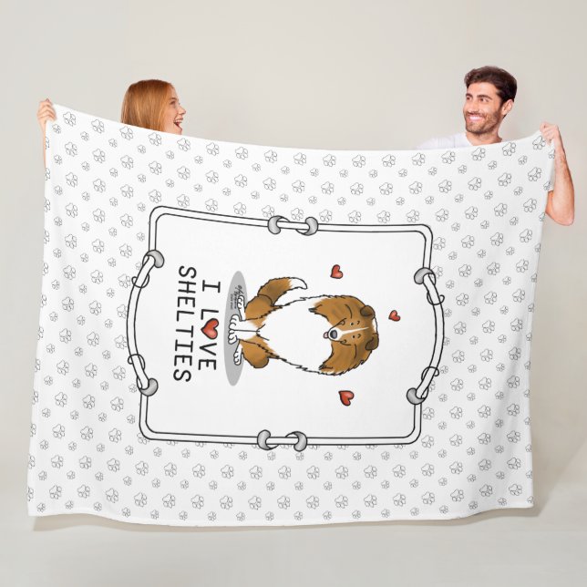 I Love Shelties (sable 2) Shetland Sheepdogs Cute Fleece Blanket (In Situ)