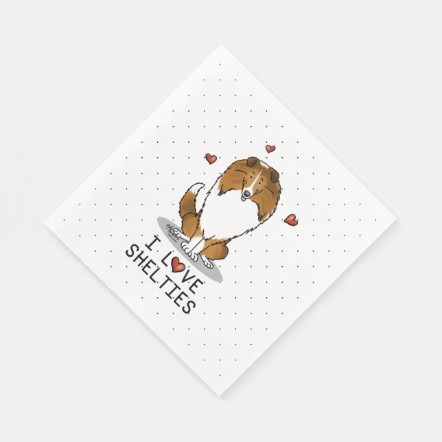 I Love Shelties (sable 2) Shetland Sheepdogs Cute Napkin (Corner)
