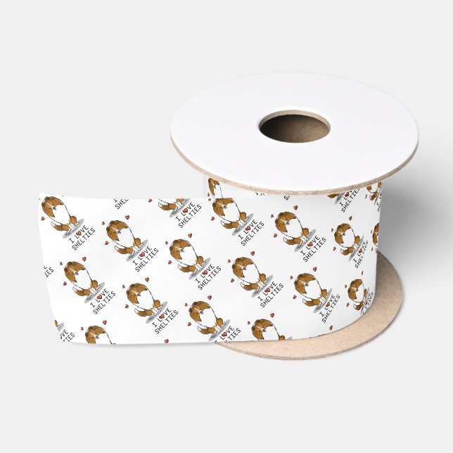 I Love Shelties (sable 2) Shetland Sheepdogs Cute Satin Ribbon (Spool)