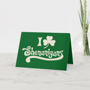 I Love Shenanigans Clover Shamrock St Patrick's Thank You Card