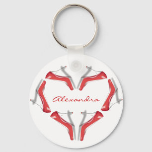 I Love Shoes Heels Heart Personalized Key Chains