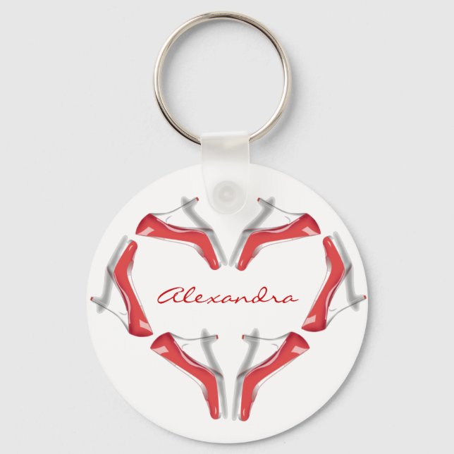I Love Shoes Heels Heart Personalized Key Chains (Front)