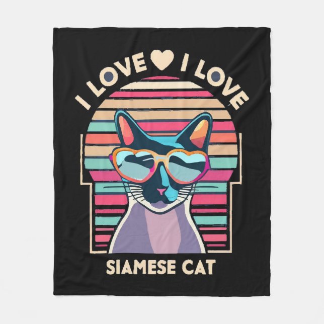 I love Siamese cat Fleece Blanket (Front)