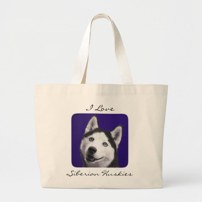 I Love Siberian Huskies Jumbo Sac fourre - tout (Devant)