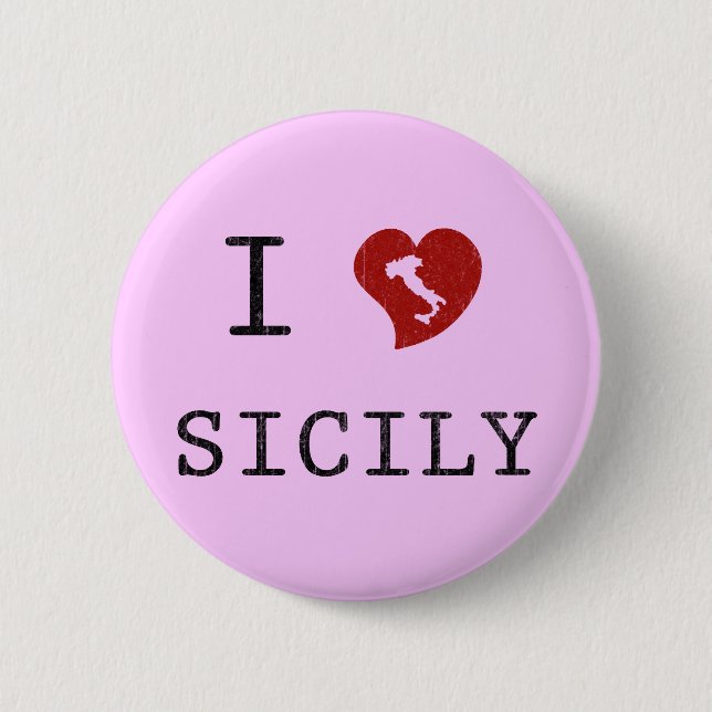 I Love Sicily 2 Inch Round Button (Front)