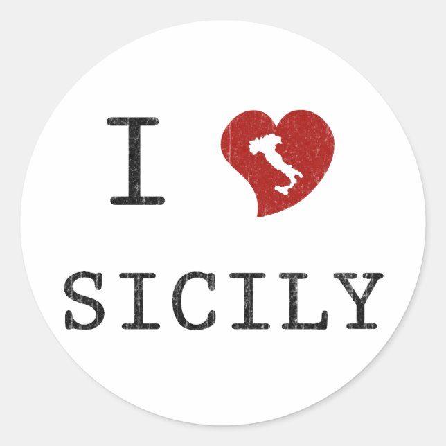 I Love Sicily Classic Round Sticker (Front)