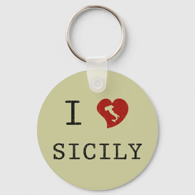 I Love Sicily Keychain (Front)