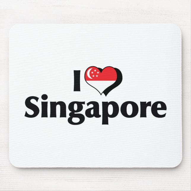I Love Singapore Flag Mouse Pad (Front)