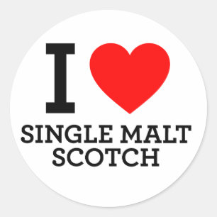 I Love Single Malt Scotch Classic Round Sticker