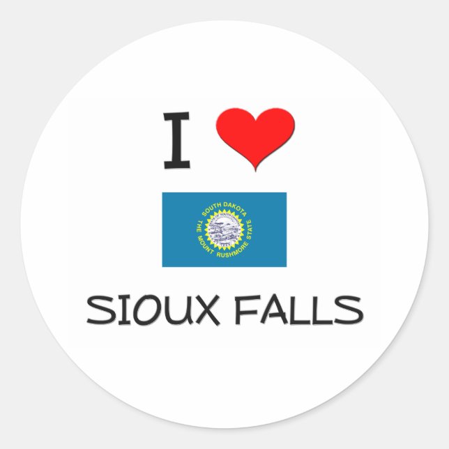 I Love Sioux Falls South Dakota Classic Round Sticker (Front)