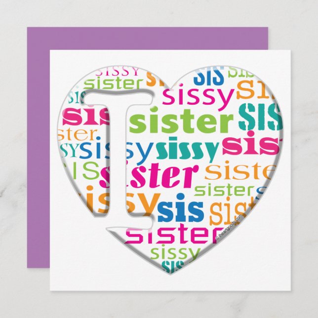 I Love Sister, Sis, Sissy - Card (Front/Back)
