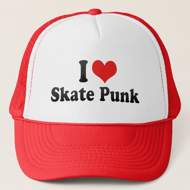 I Love Skate Punk Trucker Hat (Front)