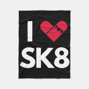 I Love Skateboarding Fleece Blanket
