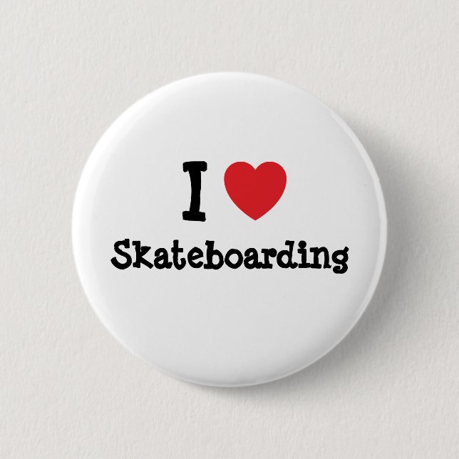 I love Skateboarding heart custom personalized 2 Inch Round Button (Front)