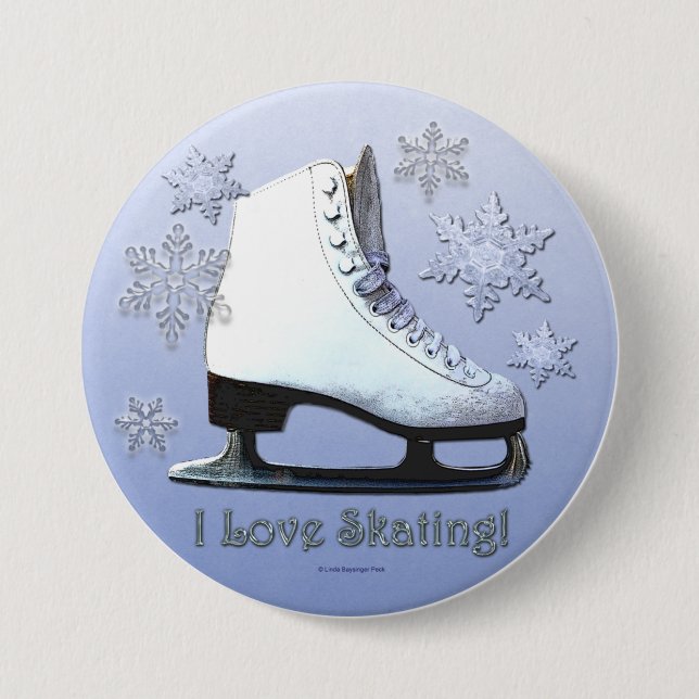 I Love Skating 3 Inch Round Button (Front)