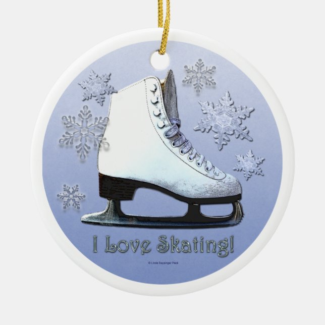 I Love Skating Ceramic Ornament (Front)