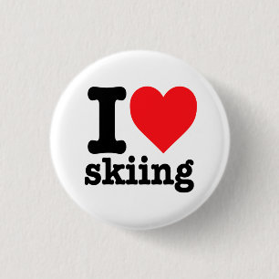 "I love skiing" 1 Inch Round Button