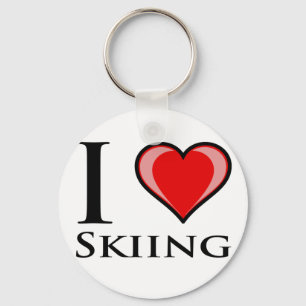 I Love Skiing Keychain