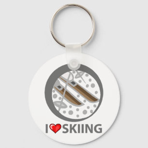 I Love Skiing Keychain