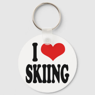I Love Skiing Keychain