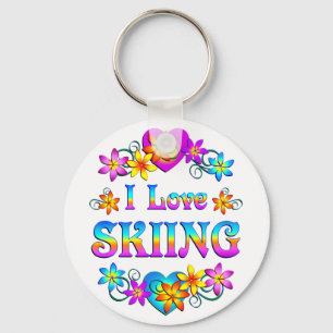 I Love Skiing Keychain