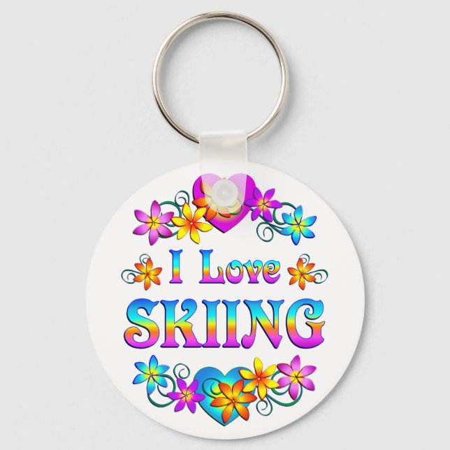 I Love Skiing Keychain (Front)