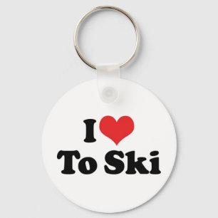 I Love Skiing Keychain