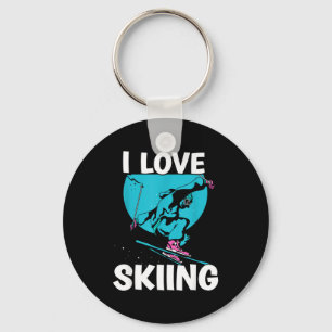I love skiing skiers skier ski winter sports keychain