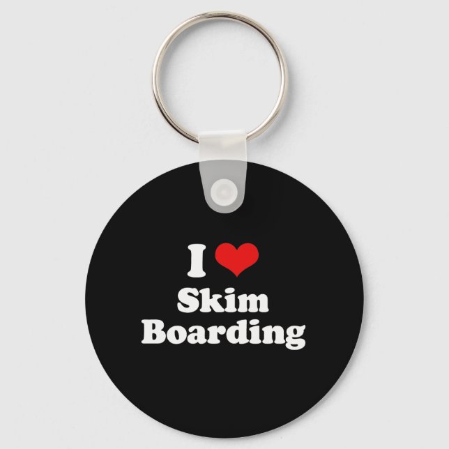 I Love Skim Boarding Tshirt Keychain (Front)