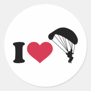 I love Sky diving Classic Round Sticker