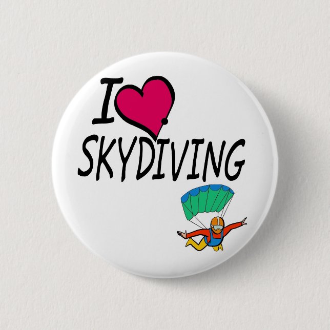 I Love Skydiving 2 Inch Round Button (Front)