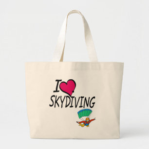 I Love Skydiving Large Tote Bag