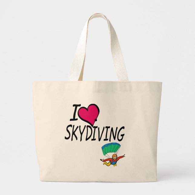 I Love Skydiving Large Tote Bag (Front)