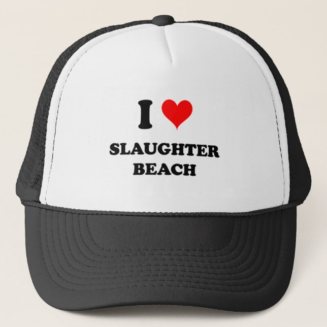 I Love Slaughter Beach Delaware Trucker Hat (Front)