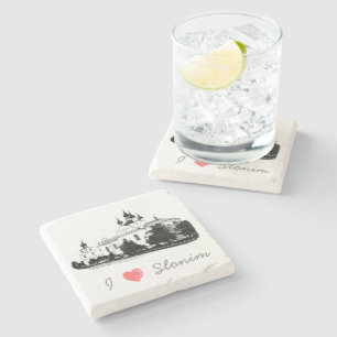 I Love Slonim Belarus Architecture Church Stone Coaster