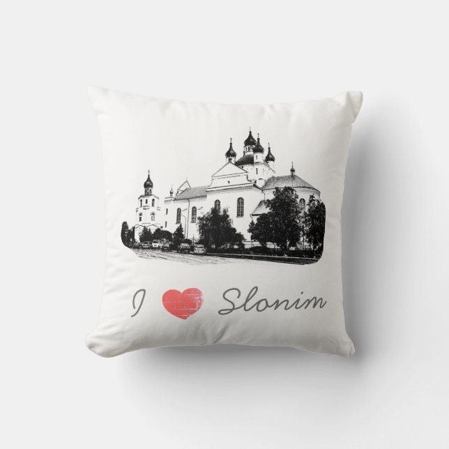 I Love Slonim Belarus Architecture Church  Throw Pillow (Front)