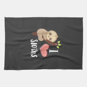 I LOVE Sloths! Cute Sloth T-Shirt Kitchen Towel